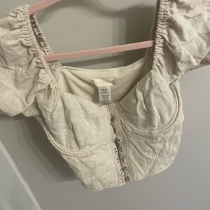 Altar'd State Cream Linen Blend Top